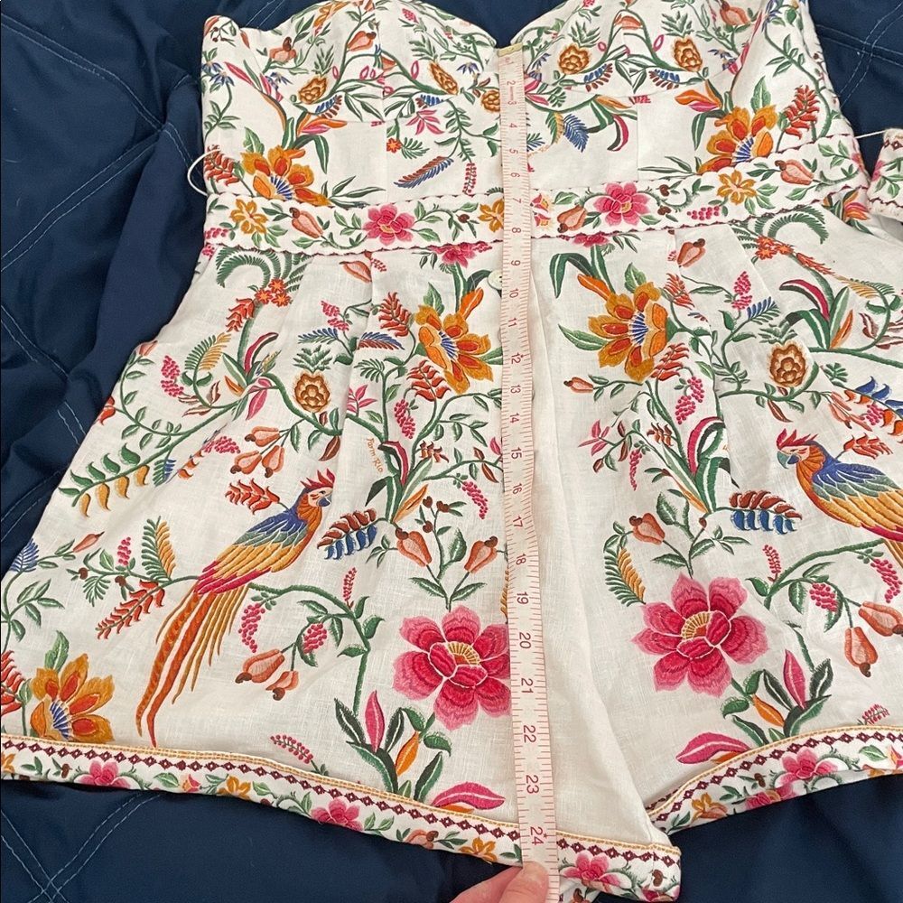 NWT Farm Rio Delicate Forest Off White Linen Romper Women Size XL(MSRP $220) - Picture 13 of 16